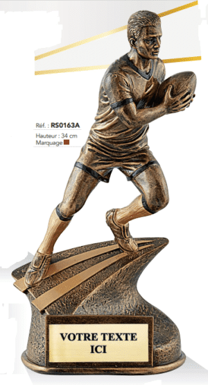trophée de rugby en résine de 34 cm