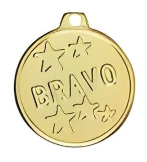 médaille bravo couleur or diamètre 40 mm