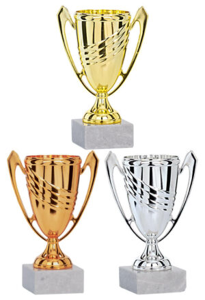 coupes eco or argent et bronze de 18 cm de hauteur