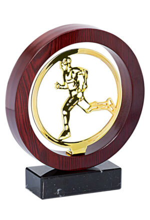 trophée course en métal et bois de 22 cm de hauteur