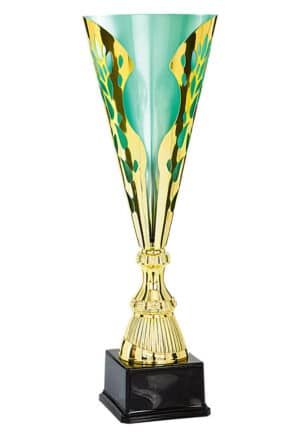 coupe laser couleur or et vert de 45 cm de hauteur