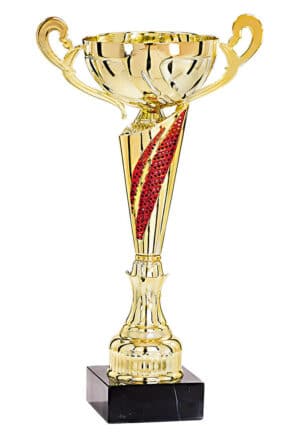 coupe classique or et rouge de 39 cm de hauteur