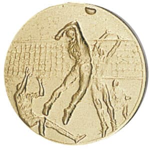 pastille dorée volley ball masculin de 25 mm de diamètre pour personnaliser des médailles